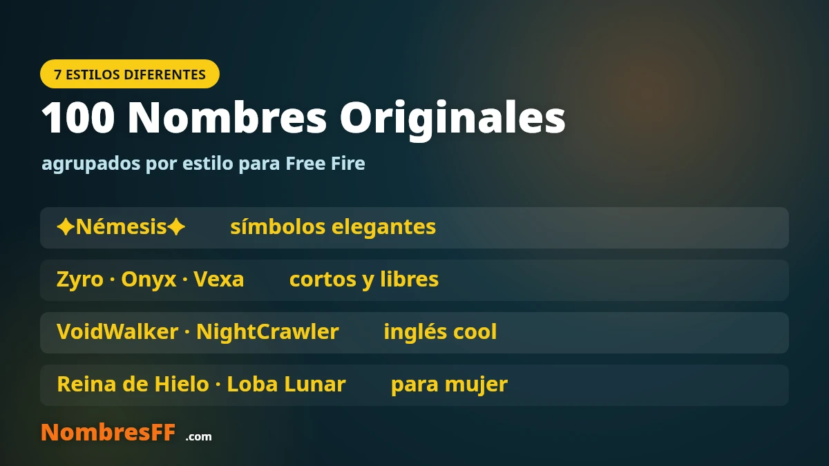 100 nombres para Free Fire originales agrupados por estilo &mdash; NombresFF