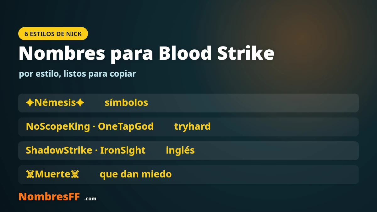 Nombres para Blood Strike agrupados por estilo &mdash; NombresFF