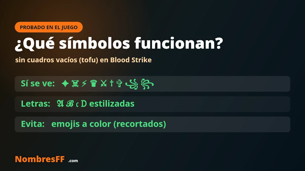 Qu&eacute; s&iacute;mbolos funcionan en Blood Strike sin cuadros vac&iacute;os