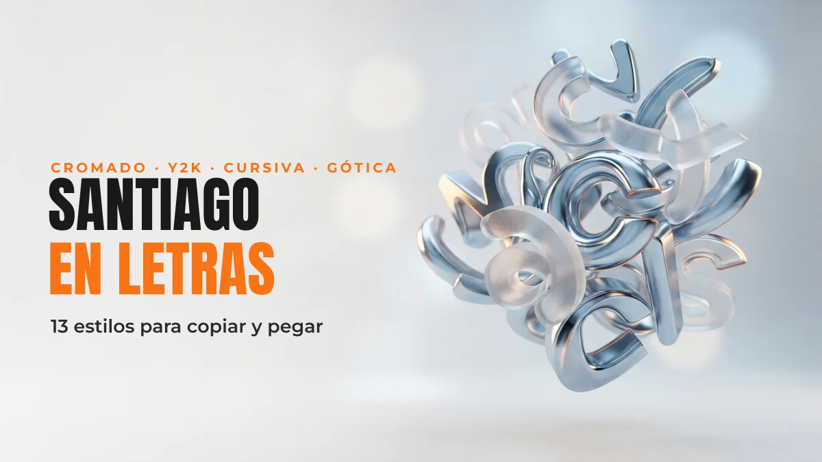 Santiago en letras estilizadas para Free Fire — cromado, gótico y cursiva