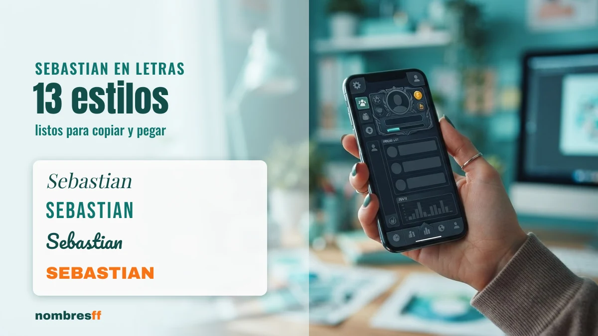 Sebastian en letras estilizadas para Free Fire — cursiva, gótica y cromada