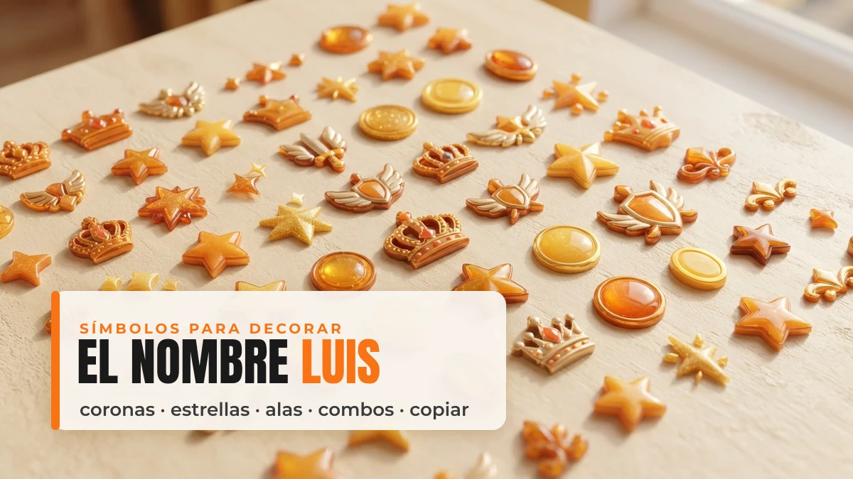 Símbolos para decorar el nombre Luis en Free Fire — coronas, estrellas y alas