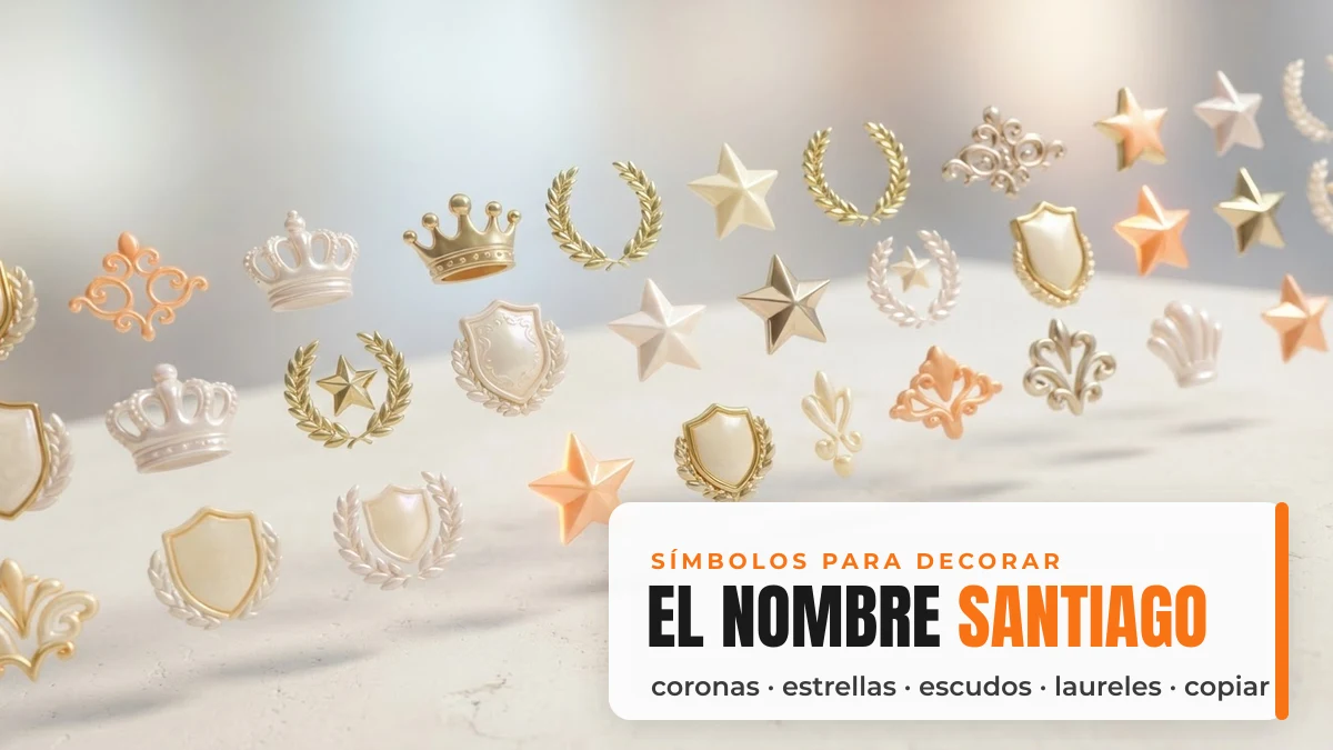 Símbolos para decorar el nombre Santiago en Free Fire — coronas, estrellas y escudos