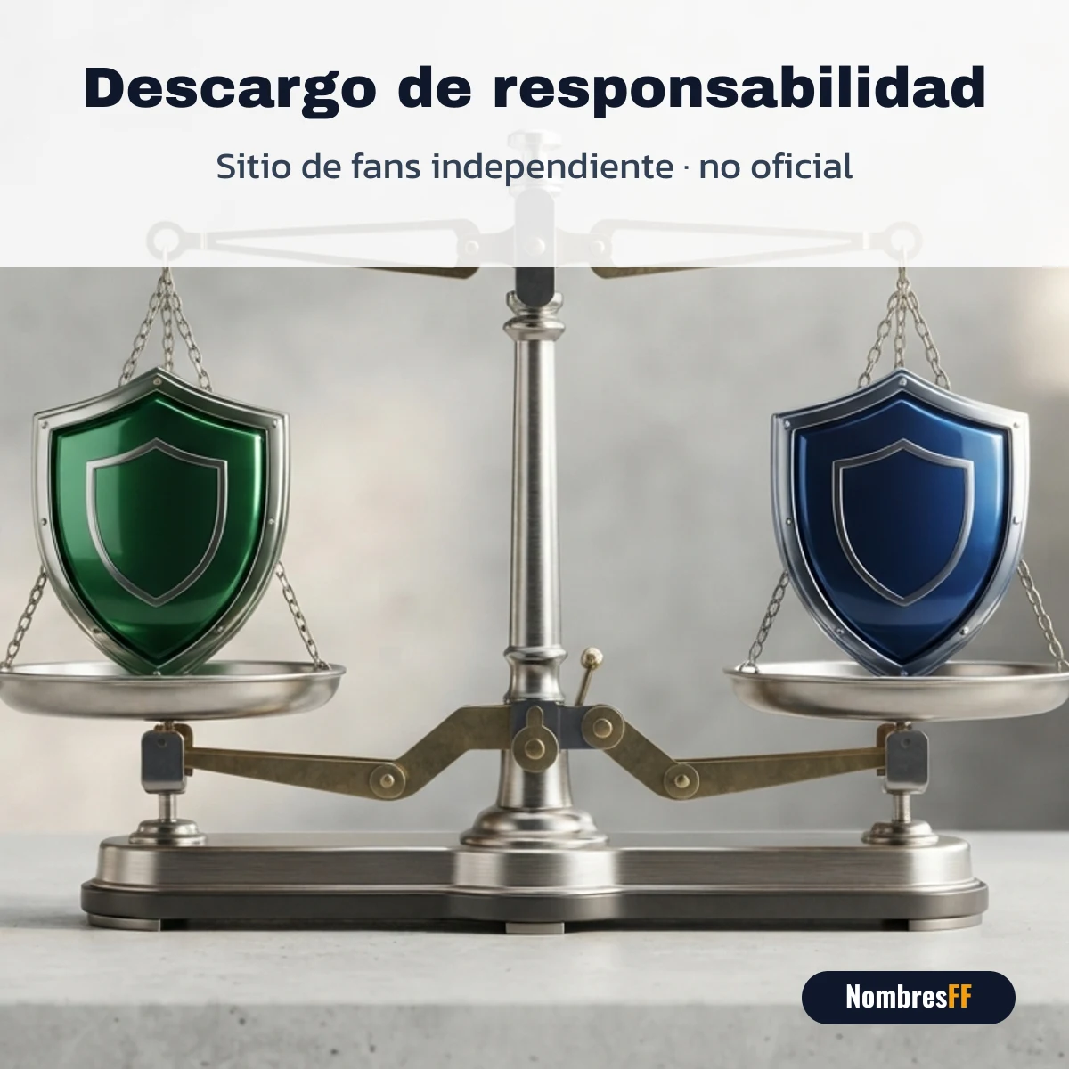 Descargo de responsabilidad de NombresFF, sitio de fans no oficial