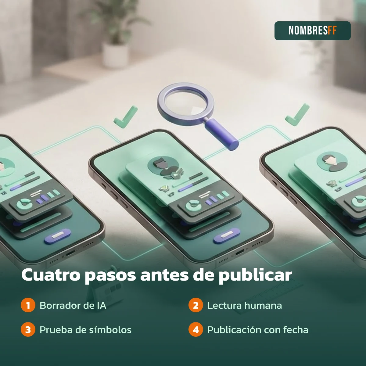 Los 4 pasos con los que NombresFF revisa los símbolos de un nombre para Free Fire antes de publicarlo